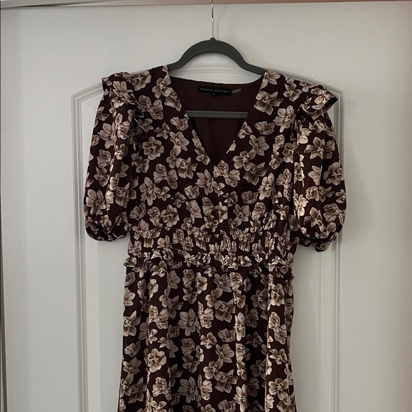 English Factory Brown Floral Midi Dress - Picture 1 of 7